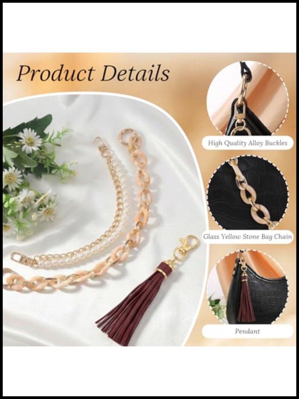 Bag Charm Chain Kit for Handbags Beach Tote Decor Accessories Acrylic - Picture 5 of 5
